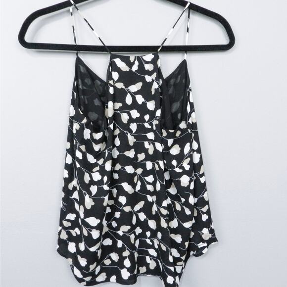 LOFT Black Floral Spaghetti Strap‎ Cami Strappy Tank Top Size L Y2K Minimalist - Picture 10 of 11